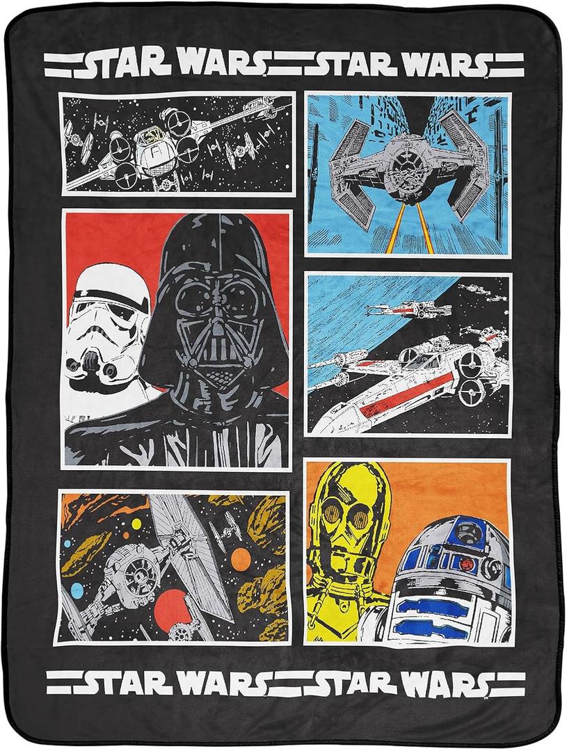Jay Franco Plush Throw Blanket  46" x 60" Inch Hero Kids Soft & Cozy Fleece Throw for Bedroom & Couch Dcor, Official Licensed Product, Multi - Star Wars