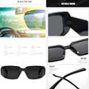 Trendy Rectangle Sunglasses for Women Men Square Retro Vintage Hexagon Glasses 90S Y2K Shades Aesthetic Accessories (1 Pack- Black)