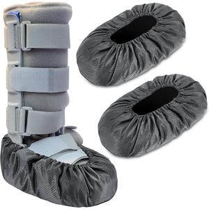 Shyyween 2 Pcs Air Cam Walking Boot Covers for Medical Fracture Waterproof Cast Boots Shoe Covers for Broken Foot Ankle Recovery Protection Machine Rain(Gray,Large)