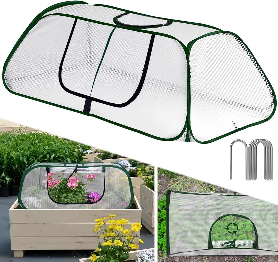 Garden Rows Accelerator Plants Cover-Garden Greenhouse with Roll-up Zipper Door,Thicker PE Cover for Indoor Outdoor Vegetable Fruits Rows - 45" L x 22" W x 16" H (White, 1 Pack)