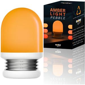 Amber Light + Pebble - Rechargeable Sleep Lamp, Blue Light Free Night Lamp for Bedtime Reading, 1000mAh Battery, Melatonin-Friendly Ambient Glow, 3.5 Inch (Amber)