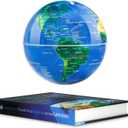 Flagest Magnetic Levitation Floating Globe with 16 Colors LED Lights, Rotating Geographic Globe World Map with Book Base for Home Office Desk Decor, Cool Tech Gadgets for Men Husband Boys and Girls