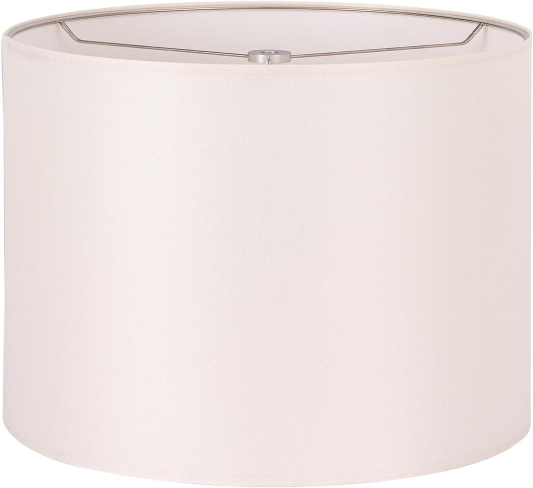 Wellmet 13"x13"x10" Assembly Required Lampshade for Table Lamp, Bedside Lamp, Floor Lamp, Fabric Drum Lampshade Classic Modern Style, Spider Fitter, Cream White