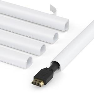 ZhiYo 71in Wire Covers for Cords on Wall, One Cord Hider, Self-Adhesive Cord Covers for Wires on Wall, Paintable TV Cable Hider, White Cable Management Raceway Kit, 5X L14.2in, W0.5in H0.4in