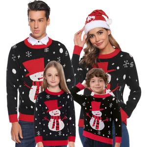 Marvmys Family Snowman Christmas Sweater Women Ugly Xmas Holiday Knit Sweater Pullover, Size XXL