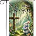 Christian He is Risen Easter Eggs Small 12x18 inch Double Sided Decorative Garden Flag, Religious Cross Flower Floral Yard Lawn Outside Decor Spring Farmhouse Burlap Outdoor Home Decoration (RMQ-112)