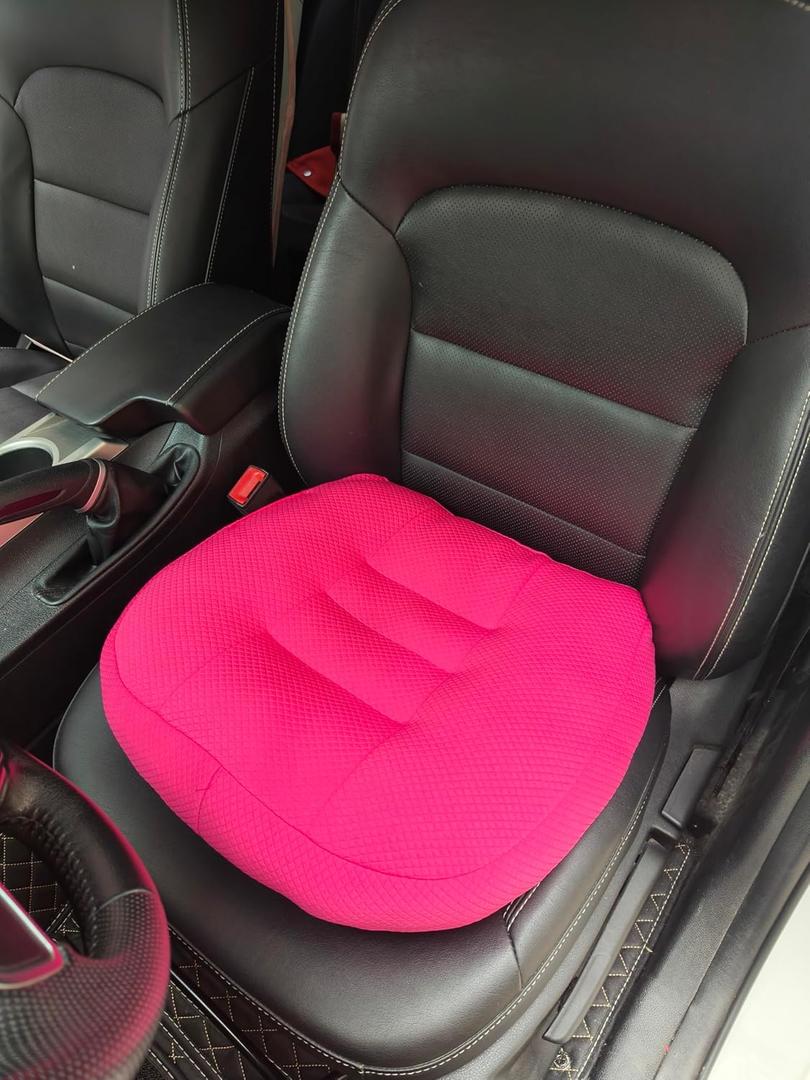Adult Booster Seat Cushion for Car Height Increase Thick Pad for Office Chair Rocking Chair Floor Pillow Back Pain Coccyx Pain Relief, Carry Handle-Hot Pink, 15.7 x 15.7 x 4.7 inches