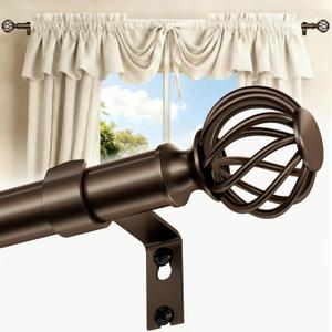 Curtain Rods for Windows 48-90 Inch(4-7.5Ft), Bronze Decorative Curtain Rod Adjustable, Heavy Duty 1 Inch Drapery Rod for Living Room Bedroom Kitchen