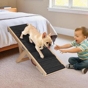 Small Dog Ramp for Bed Couch Car Folding Portable Pet Ramp for Cats Adjustable Height 21", Up to 35 lbs
