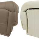 NLQR Medium Tan #522 or 52i Front Driver Bottom Replacement Microfiber Leather Seat Cover & Foam Cushion Compatible with Chevy Silverado Avalanche GMC Sierra 1999 2000 2001 2002