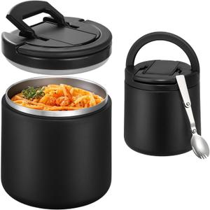 Itslife 20oz Vacuum Insulated Soup Thermo for Hot Food, Kids Lunch Container with Leakproof Buckle Lid, Wide Mouth Stainless Steel Food Jar with Spoon