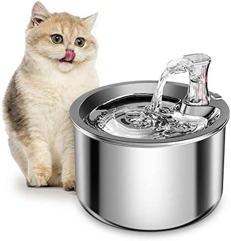 Homtyler Cat Water Fountain, Stainless Steel Inside Ultra-Quiet Pump, 2L/67oz Automatic Dog Dispenser Water Bowl, Multiple Pets Water Fountain