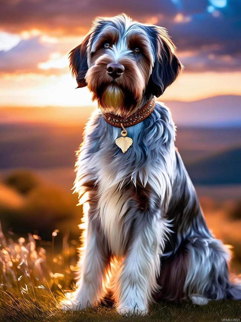 UPABLUNSO Diamond Painting Kits, 5D Wirehaired Pointing Griffon Diamond Art Kits, Dog Full Drill for Adults Beginner, Animals Diamond Painting Kits Perfect for Home Wall Decor 12x16 inch