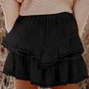 MIFOCAL Flowy Shorts for Women Casual Boho Ruffle Tiered Skorts High Waist Mini Skirts Golf Tennis Crochet Shorts (Pink, L)