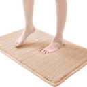 Luxury Plus Bath Rug with Memory Foam - 21 x 34 Inches Ultra Soft Non-Slip Bath Mat, Super Absorbent Quick-Dry Bathroom Floor Mat for Shower, Tub (Linen (Canvas))