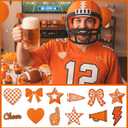 Glitinsel 24 Pcs Orange Game Day Cheer Patches Iron on Embroidered Football Patches Sew on Appliques for Hats Backpacks Clothes Football Enthusiasts Team Fans DIY Cratfs(Game Day)