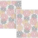 2 x Artoid Mode Pink Dahlia Floral Kitchen Dish Cloths, 12x12 Inch Quick Dry Microfiber Dishcloths for Kitchen Premium Dish Rags Set of 2