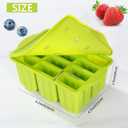 12-Cavity Popsicles Molds Set Homemade Maker Ice Pop Mold Silicone Freezer Molds with 50 Popsicle Sticks 50 Popsicle Bags 50 Ties Funnel Recipes and Cleaning Brush (Green-1)