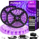 66ft Dimmable Black Light Strip & Remote, 1200 LEDs 12V Flexible LED Blacklight Strip, 20m LED Ribbon, Non-Waterproof Black Lights for Glow Party Birthday Halloween Christmas Party Body Paint (66ft/20M)