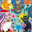 Colorful Abstract Cat Jigsaw Puzzles 1000 Pieces for Adults -Challenging Rainbow Point Cat Art, Premium Matte Finish, 27.56 x 19.68 Inches, Perfect for Game Nights