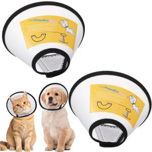 2 Pack Cat Cones to Stop Licking, Soft Comfortable Adjustable Dog Cone After Surgery Pet E Collar Pet Recovery Cones Alternative to Plastic Elizabeth HeadCollar for Cats Kitten Puppy(Size M)