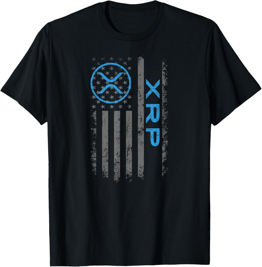 XRP Crypto Merchandise Flag T-Shirt (Small, Black)
