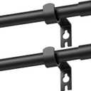 Black Curtain Rods 2 Pack, 5/8 Inch Small Curtain Rods for Windows 32 to 45 Inch Stainless Steel with Brackets Easy to Install for Bedroom Living room Bathroom Kitchen