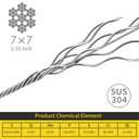 1/16 Wire Rope, 304 Stainless Steel Cable, Aircraft Cable, Steel Wire, 328FT with 150Pcs Crimping Sleeves, Clothes Line Wires, Trellis Wire, 7x7 368lbs Breaking Strength