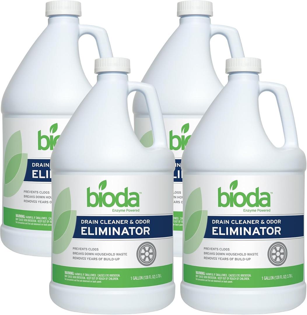 Bioda Professional Strength Enzyme Drain Cleaner, 4 Pack | Septic Safe Drain Odor Eliminator, Smell Eliminator, 4 Pack