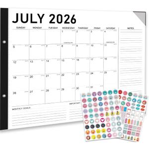 2026-2027 Desk Calendar - 22" x 17", 18 Month Calendar Jul 2026 - Dec 2027, Large Monthly Desktop Calendar with Daily Blocks, Thick Paper, Corner Protectors - Black(2 Stickers Included)