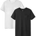 DAVID ARCHY Men's Undershirt with Pocket, Soft Cotton T-Shirt, Moistrue-Wicking Tee 2 Pack, Size: M