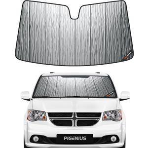 Pigenius Windshield Sunshade for Dodge Grand Caravan 2008-2020 (Mini Van), Reversible Silver/Black