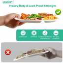 𝟭𝟬 𝗶𝗻𝗰𝗵, 𝟭𝟮𝟴-𝗣𝗮𝗰𝗸 3-Compartment Disposable Paper Plates, Compostable Heavy-Duty Divided Plates for Meal Prep, School Lunches & Party Buffets (White), 10 inch