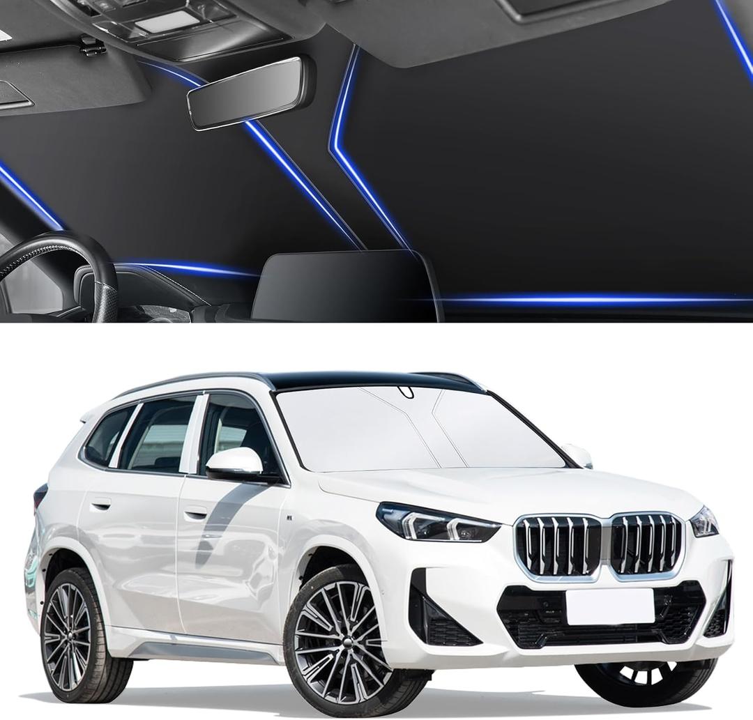 SINGARO Universal 300T Car Windshield Sun Shade, Foldable Reflective for Windshield & Window Shades with Overlapping Design, Car Interior Accessories (64.5" L x 33" W)