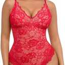FeelinGirl Shapewear Bodysuits for Women Lace Shapewear Tummy Control V-Neck Sleeveless Bodysuit Tops Jumpsuit XL