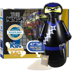 INFLATABLE DUDES Ninja Toy 47 Inches -Kids Punching Bag | Already Filled with Sand| Bop Bag | Inflatable Bopper | Boxing | Ninja Birthday Party | Party Decorations | Punching Bag for Kids- (Nobi)