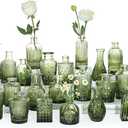 SUPMIND Bud Vase Set of 24, Green Bud Vases in Bulk, Small Flower Vases for Centerpieces, Mini Vintage Vase for Rustic Wedding, Home, Table Decoration