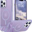 Temdan Magnetic Compatible with iPhone 13 Pro Max Case, [Built-in Invisible Kickstand][Compatible with MagSafe] [Military Grade Shockproof] Slim Translucent Matte Phone Case for iPhone 13 Pro Max 6.7" (Lavender Purple)