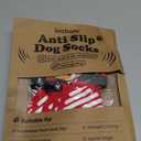 LOOBANI Christmas Double Side Anti-Slip Soft Dog Socks to Prevent Licking Paws on Hardwood Floors, Dog Paw Grip Protector for Hot/Cold Pavement Traction Control for Senior Dogs (Red-B, L)