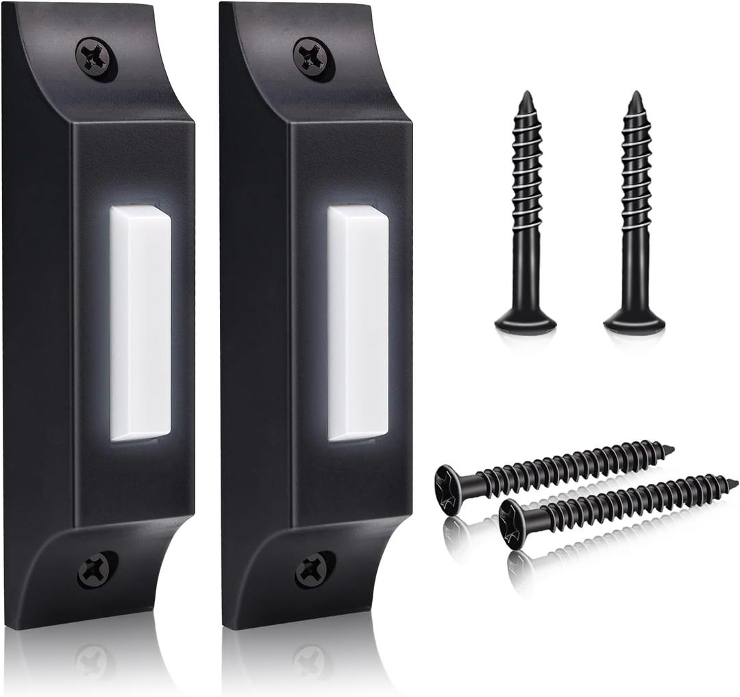 2 PCS Upgraded Metal Doorbell Button, Lighted Wall Mounted Door Bell Button, Heavy Duty Door Bell Wired Button, Zinc Alloy Doorbell for Home Replacement Universal Garage Door Opener Switch