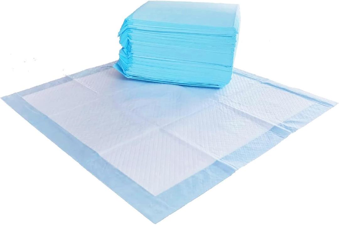 Amazon Basics Absorbent, Disposable, Quick Dry Puppy Pads with 5-Layer Leak-Proof Design, Odor Control, and Scented Surface for Potty Training, Regular, 22 x 22 Inch, Pack of 50, Blue & White