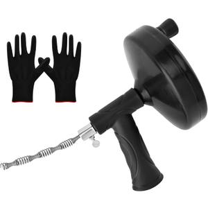 Drain Clog Remover, with Gloves and 33ft Flexible Plumbing Hair Catcher Drain Auger Cleaner Tool Set For Toilet(Black)