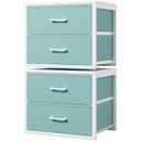 BOLUO Stackable Storage Drawers Closet Organizers and Storage Fabric Blue 2 Drawer Dresser for Bedroom 2 Packs Modern