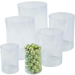 Fun Express Clear Plastic Cylinders (set of 6 in 3 sizes) Great for Wedding, Party Supplies, Containers & Boxes