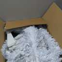 4ft Lighted Artificial White Christmas Tree | Leeheeyee Small Christmas Tree, Not Pre-lit White Tinsel Pine Trees with Lights, Ideal for Home, Office, and Xmas Tree Party Dcor