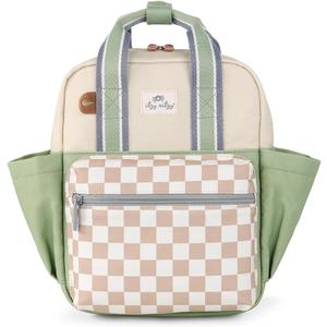 Itzy Ritzy Toddler Backpack - Daycare Bag - Features Adjustable Shoulder Straps, 2 Side Pockets & Spacious Interior with Wipeable Fabric Lining & Name Label, Checkerboard Backpack, Small