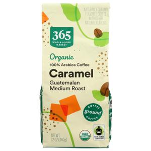 365 by Whole Foods Market, Organic 100% Arabica Coffee, Ground - Medium Roast (Guatemalan), Caramel, 12 Ounce, Best By: 08/14/24
