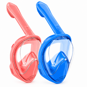 Kids Snorkel Mask Full Face, Snorkeling Gear for Kids with Camera Mount, 180 Degree Panoramic View Snorkeling Set Anti-Fog Anti-Leak (Pink Blue)