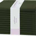 PurpleEssences Set of 12 Cloth Dinner Napkins 100% Cotton 18x18 Inch - Soft Durable Washable - Ideal for Farmhouse Party Christmas Holiday Winter - Perfect Everyday Use Table Linen - Olive Green