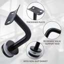 KUMGROT 2 Pcs Stainless Steel Handrail Bracket Glass Staircase Hand Rail Heavy Duty Wall Mounted Bracket for 6-16mm Thickness Glass, Curved Type,Black